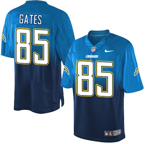 Nike Chargers #85 Antonio Gates Electric Blue/Navy Blue Men's Stitched NFL Elite Fadeaway Fashion Jersey - Click Image to Close